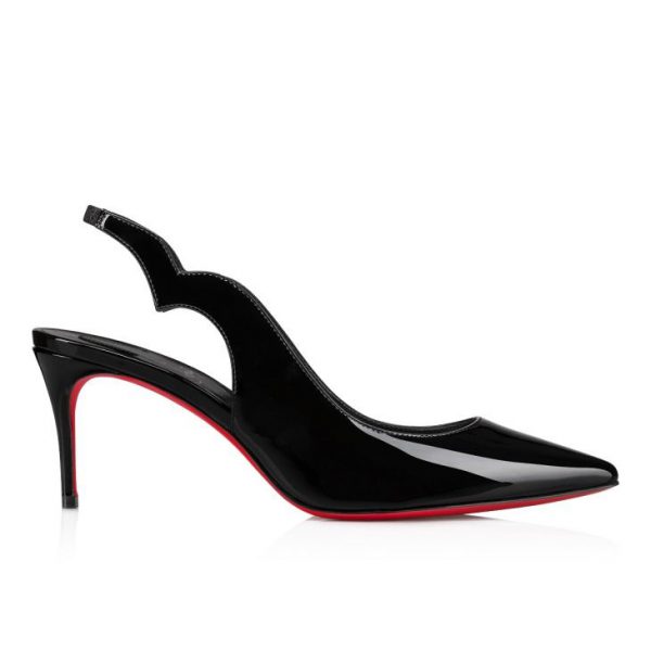 Christian Louboutin Hot Chick Sling 70 mm Escarpins à Bride Arrière Cuir Verni Noir – Image 2