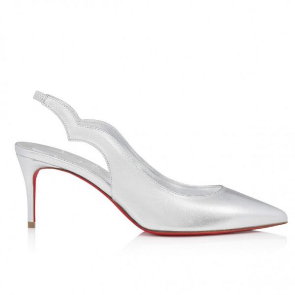 Christian Louboutin Hot Chick Sling 70 mm Escarpins à Bride Arrière Cuir Nappa Irisé Argent – Image 2
