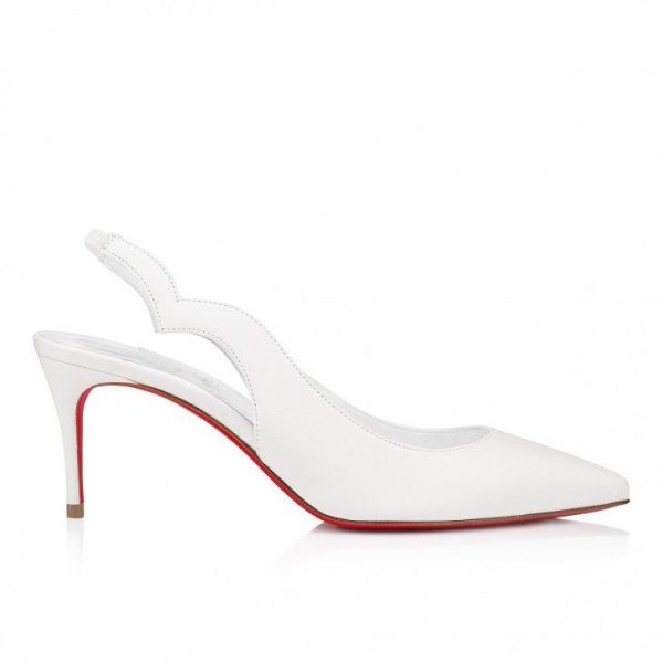 Christian Louboutin Hot Chick Sling 70 mm Escarpins à Bride Arrière Cuir Nappa Bianco – Image 2