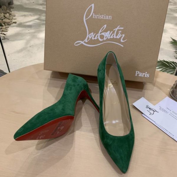 Christian Louboutin Escarpins Kate Veau Velours Vert – Image 2