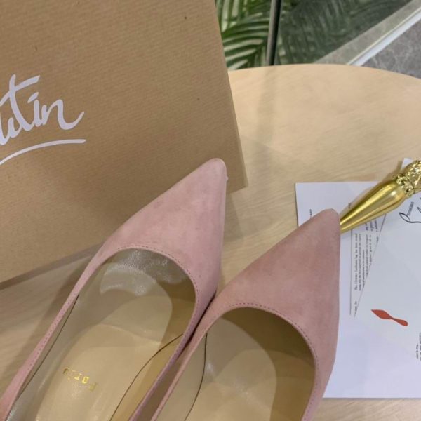 Christian Louboutin Escarpins Kate Veau Velours Rose – Image 5