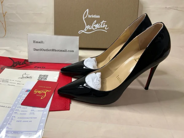 Christian Louboutin Escarpins Kate 100 mm Cuir Verni Noir Promotion spéciale 10e anniversaire de l’entreprise – Image 5