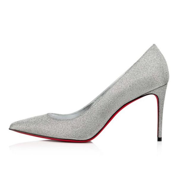 Christian Louboutin Escarpins Kate 85 mm Cuir de Veau Brillant Argenté – Image 2