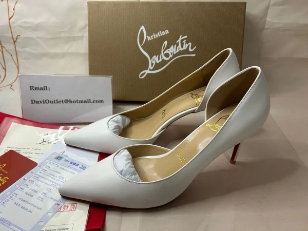Christian Louboutin Escarpins Iriza 85 mm Cuir Bianco – Image 6