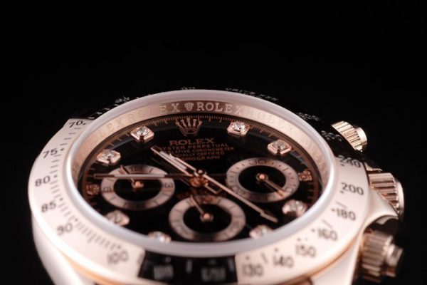 Rolex Daytona Plaqué Or Rose Acier Inox Cadran Noir – Image 5