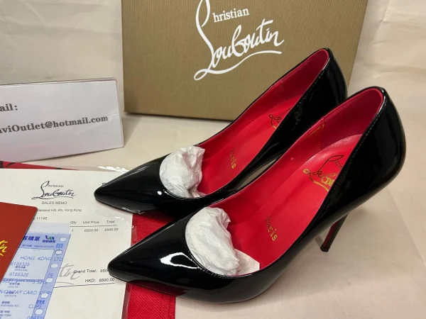Christian Louboutin Escarpins So Kate 120 mm Noir/lin Psy Loubi Cuir Verni – Image 4