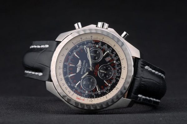 Breitling Bentley Cuir Croco Noir Bracelet Cadran Noir 80286 – Image 6
