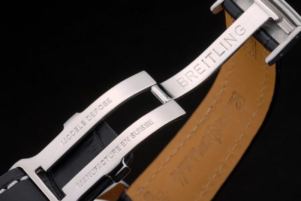 Breitling Certifiée Cadran Beige Chronographe Bracelet Cuir Noir 80177 – Image 5