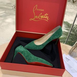 Christian Louboutin Escarpins Kate Veau Velours Vert