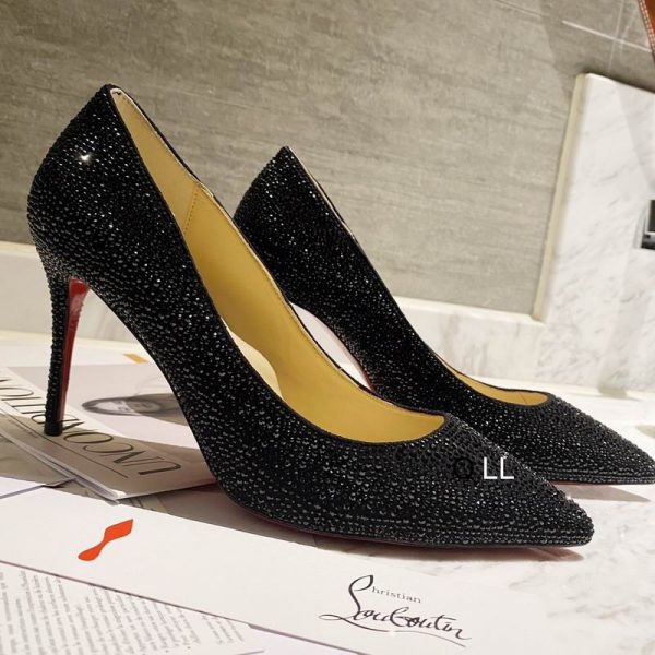 Christian Louboutin Escarpins Pigalle Follies 100mm Noir avec Cristaux – Image 3