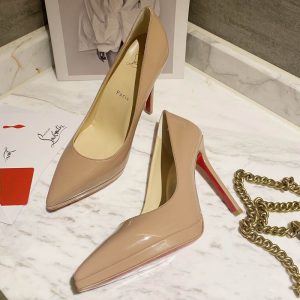Christian Louboutin Escarpins Pigalle Plato 100mm Cuir Verni Nude