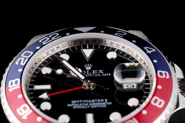 Réplique Rolex GMT Master II Lunette céramique noire-bleue-rouge Cadran – Image 9