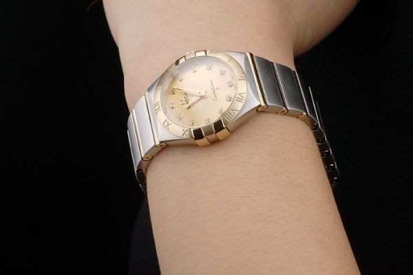Omega Lady Constellation Cadran Doré Bracelet Acier Inoxydable 80292 – Image 9