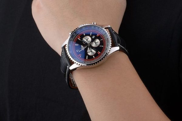 Breitling Certifiée Bracelet Cuir Noir Cadran Noir Chronographe 80176 – Image 9