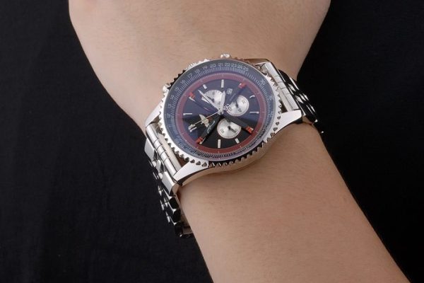 Breitling Certifiée Bracelet Acier Argent Poli Cadran Noir Chronographe 80173 – Image 9
