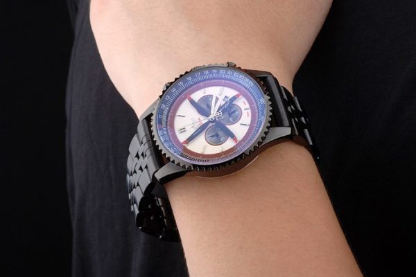 Breitling Certifiée Bracelet Acier Noir Cadran Beige Chronographe 80171 – Image 9
