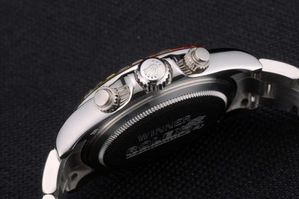 Rolex Daytona Cosmograph Lunette Cristaux Arc-en-ciel Bracelet Acier Steep Cadran Noir 80250 – Image 2