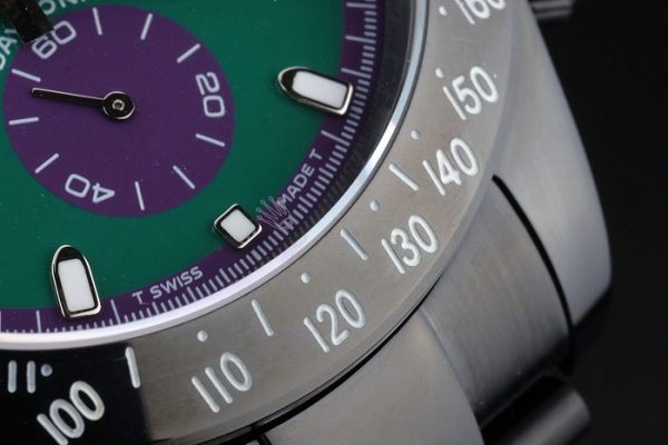 Rolex Daytona Plaqué Ion Noir Tachymètre Bracelet Acier Noir Cadran Vert 80246 – Image 10