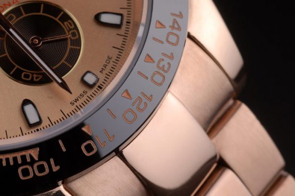 Rolex Daytona Plaqué Ion Tachymètre Bracelet Or Rose Cadran Or Rose 80244 – Image 10