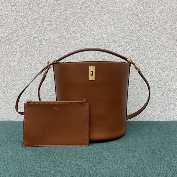 Faux Celine Bucket 16 Sac en marron – Image 5
