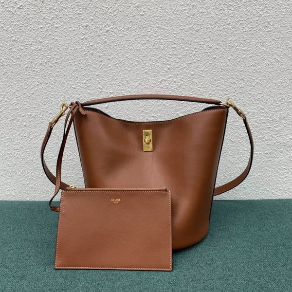 Faux Celine Bucket 16 Sac en marron – Image 3