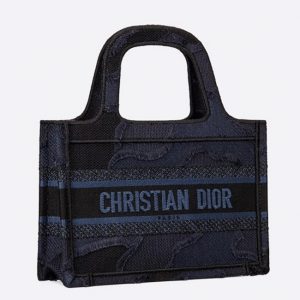 Réplique Mini Sac Dior Book Tote en camouflage bleu