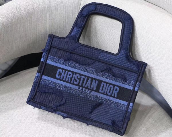 Réplique Mini Sac Dior Book Tote en camouflage bleu – Image 3