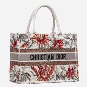 Fausse Sac Dior Book Tote Medium en camouflage blanc multicolore