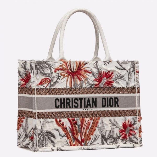 Fausse Sac Dior Book Tote Medium en camouflage blanc multicolore