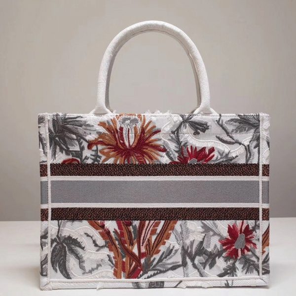 Fausse Sac Dior Book Tote Medium en camouflage blanc multicolore – Image 8