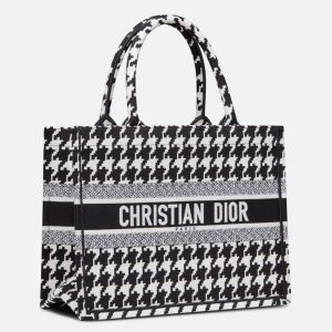 Réplique Sac Dior Book Tote Medium en broderie Pied-de-poule noir