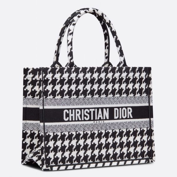 Réplique Sac Dior Book Tote Medium en broderie Pied-de-poule noir