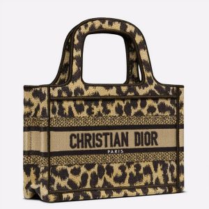 Contrefaçon Mini Sac Dior Book Tote en beige multicolore brodé Mizza