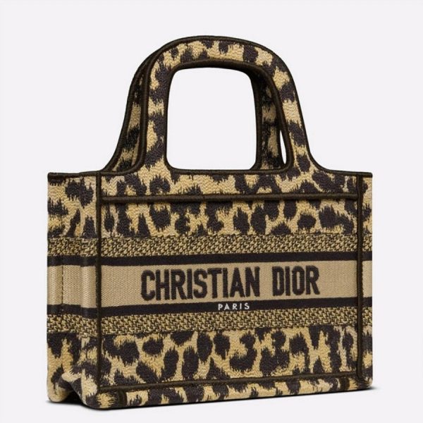 Contrefaçon Mini Sac Dior Book Tote en beige multicolore brodé Mizza