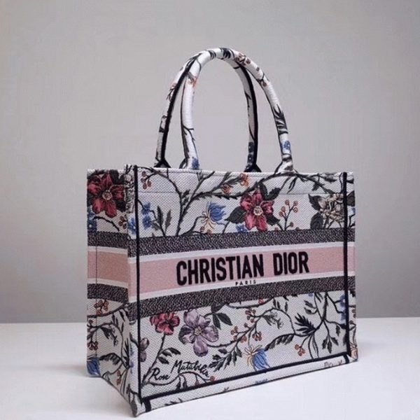 Fausse Sac Dior Book Tote Medium en broderie multicolore Rosa Mutabilis – Image 6