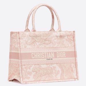 Réplique Sac Dior Book Tote Medium en broderie Toile de Jouy rose