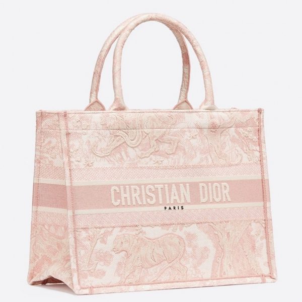 Réplique Sac Dior Book Tote Medium en broderie Toile de Jouy rose