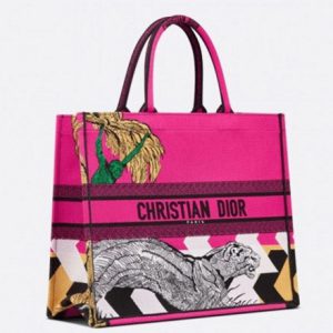 Réplique Sac Dior Book Tote Medium en broderie Zoom Pop Toile de Jouy
