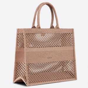 Réplique Sac Dior Book Tote Large en broderie Mesh beige