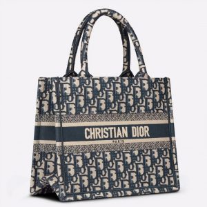 Réplique Petit Sac Dior Book Tote en broderie Oblique bleue