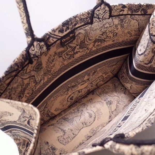 Imitation Sac Dior Book Tote Large en broderie Toile de Jouy bleue – Image 3