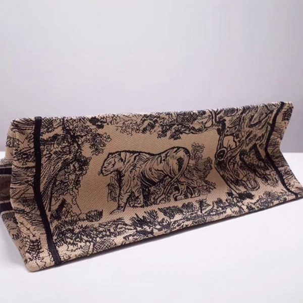 Imitation Sac Dior Book Tote Large en broderie Toile de Jouy bleue – Image 2