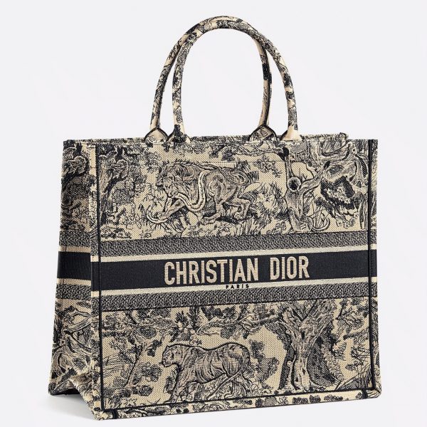 Imitation Sac Dior Book Tote Large en broderie Toile de Jouy bleue