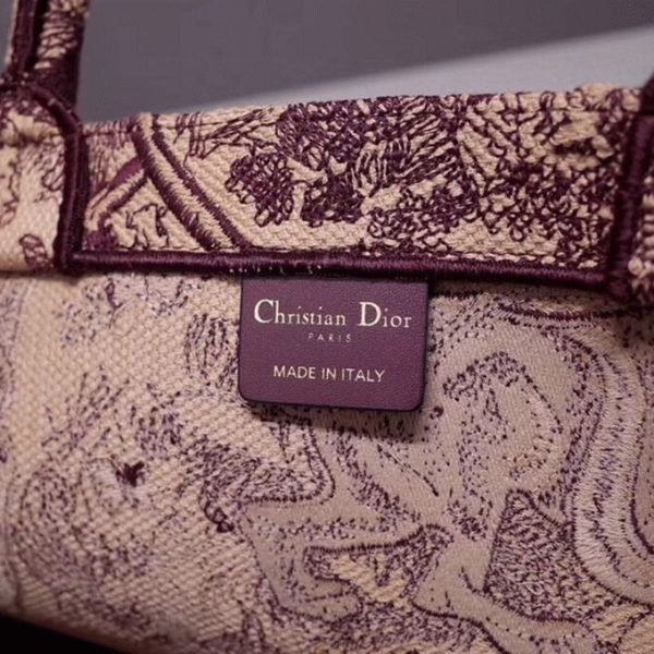 Fausse Sac Dior Book Tote Large en broderie Toile de Jouy bordeaux – Image 6