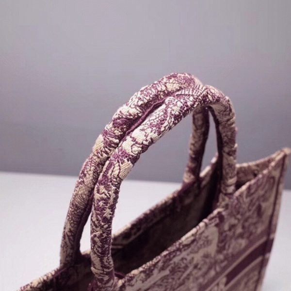 Fausse Sac Dior Book Tote Large en broderie Toile de Jouy bordeaux – Image 4