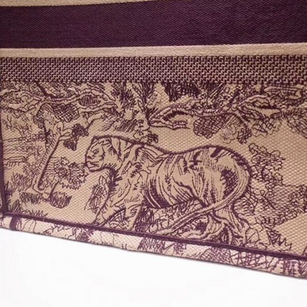 Fausse Sac Dior Book Tote Large en broderie Toile de Jouy bordeaux – Image 2