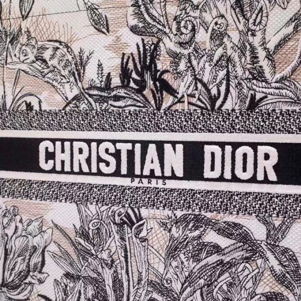 Fausse Sac Dior Book Tote Large en motif Carnivora Toile de Jouy – Image 8