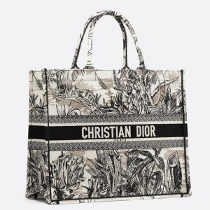 Fausse Sac Dior Book Tote Large en motif Carnivora Toile de Jouy