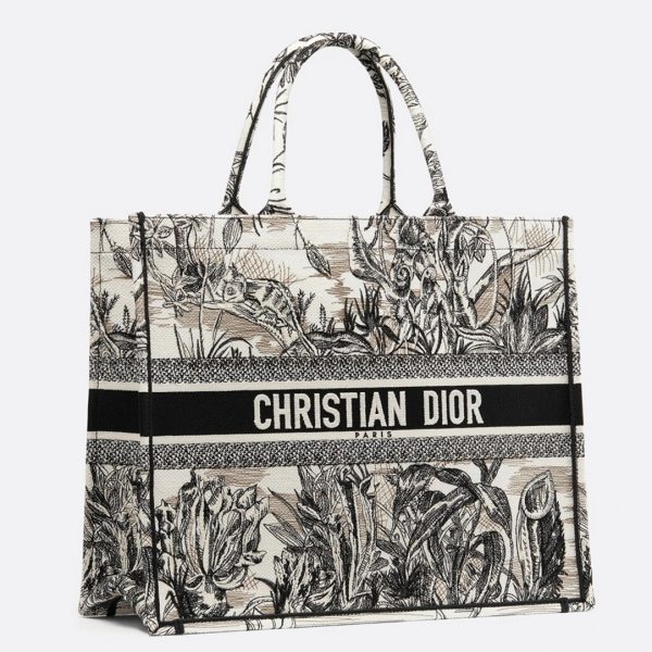 Fausse Sac Dior Book Tote Large en motif Carnivora Toile de Jouy