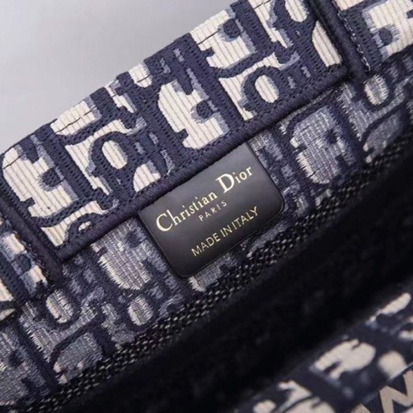 Réplique Petit Sac Dior Book Tote en broderie Oblique bleue – Image 2